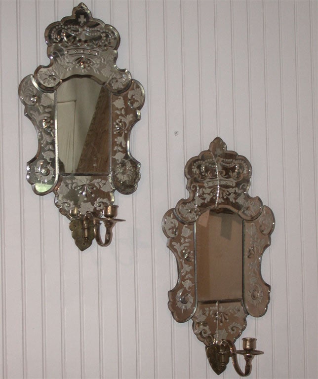 !9th Century Venetian Mirrored Sconces
