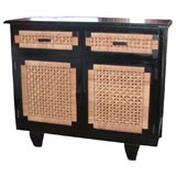 Interesting French Rattan and Wood Chest