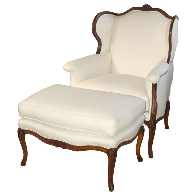 Louis XV Style Bergere a Oreille 
Ottoman For Sale