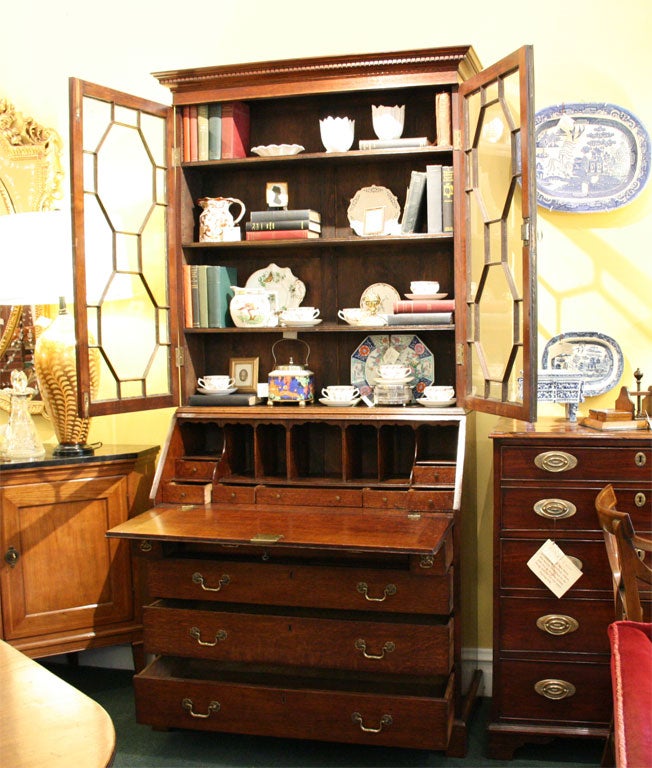 19th Century Georgian Oak Bookcase on Bureau