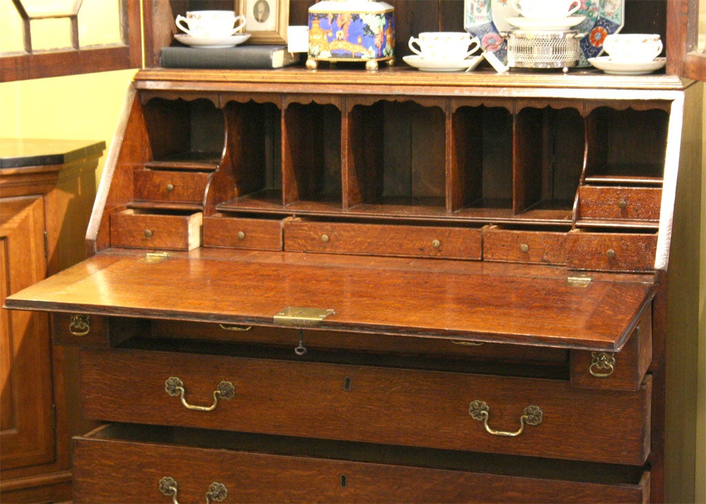Georgian Oak Bookcase on Bureau 1