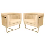 Pair of Chrome and Leather Upholstered Tub Chairs by Pace