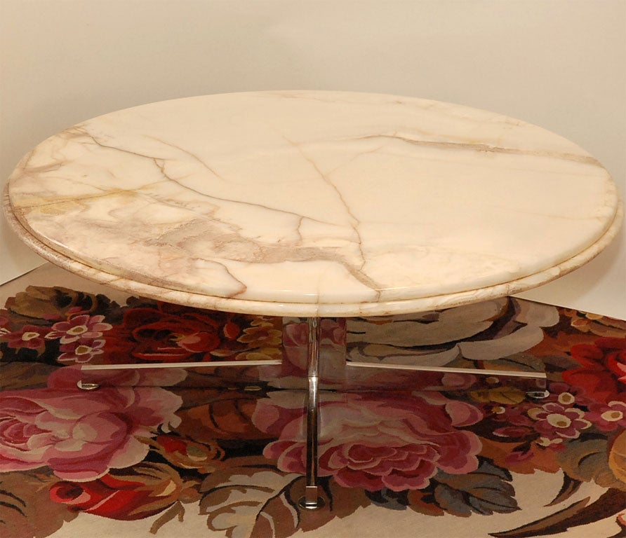 Cocktail Table with Chrome Base and Marble Top