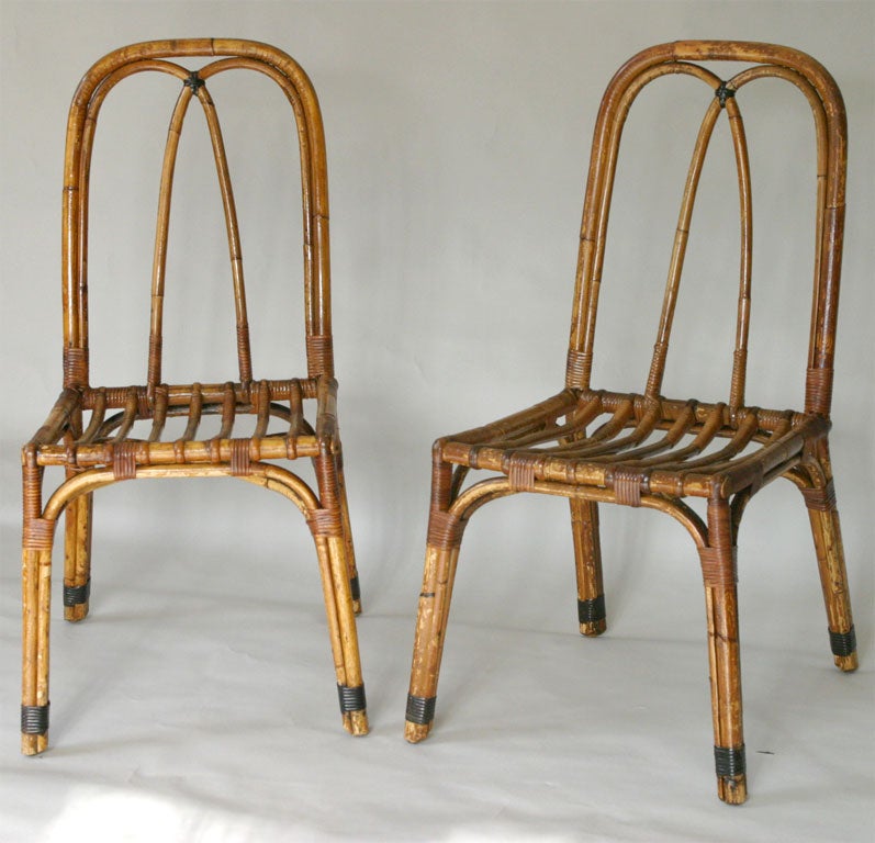 MATCHING PAIR RATTAN SIDE CHAIRS
