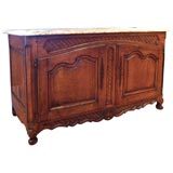PERIOD LOUIS XV WALNUT BUFFET W/ SIENNA MARBLE TOP