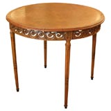 Antique French walnut table with tooled leather