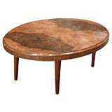 Antique English walnut loo table. Lowered.