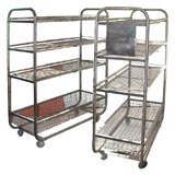 Used Pair of Elegant Industrial French Trolleys