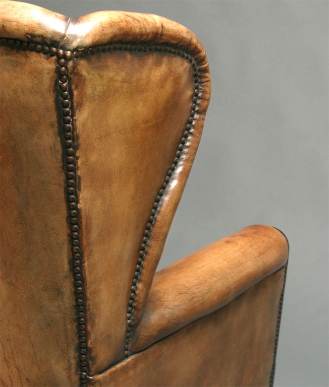English Victorian Leather Wing Chair 1