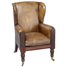 English Victorian Leather Wing Chair