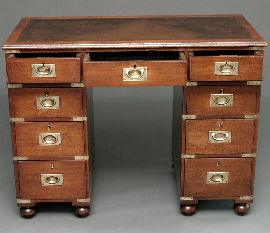 Naval Campaign Pedestal Desk at 1stDibs