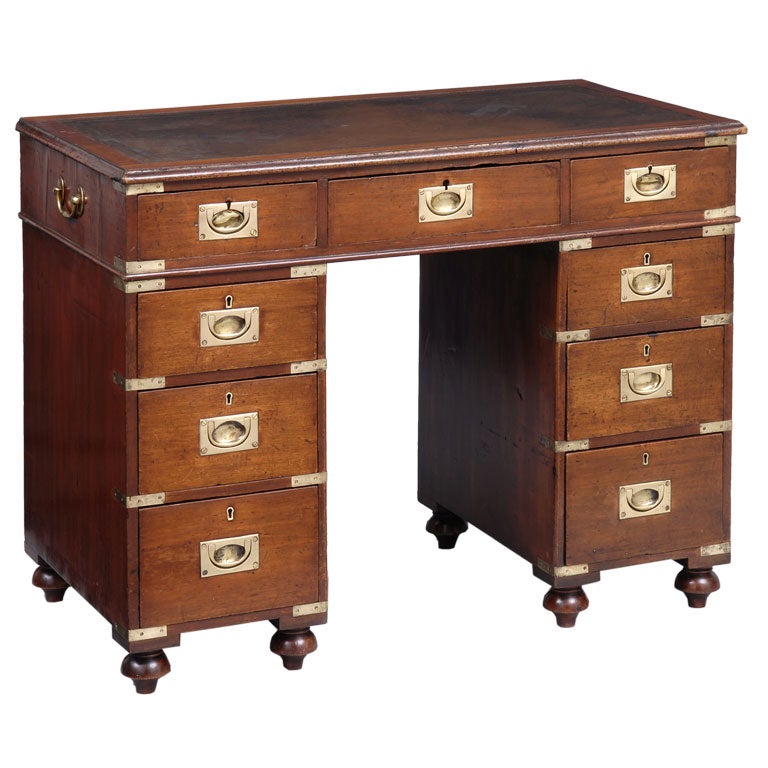 Naval Campaign Pedestal Desk at 1stDibs