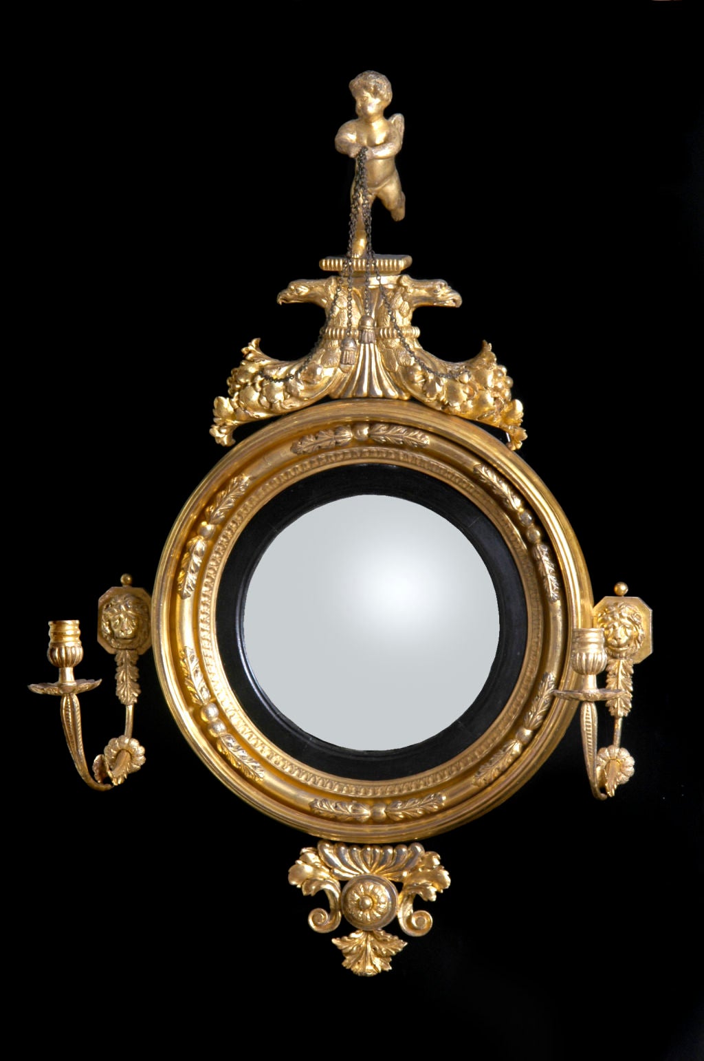 Irish Regency Convex Girondole Mirror