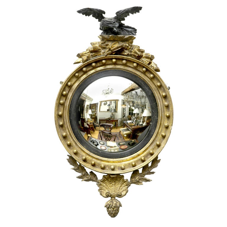 English Regency Convex Mirror with Eagle
