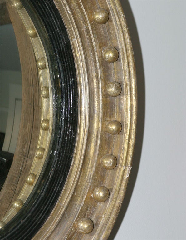 Carved English Regency Convex Mirror with Eagle