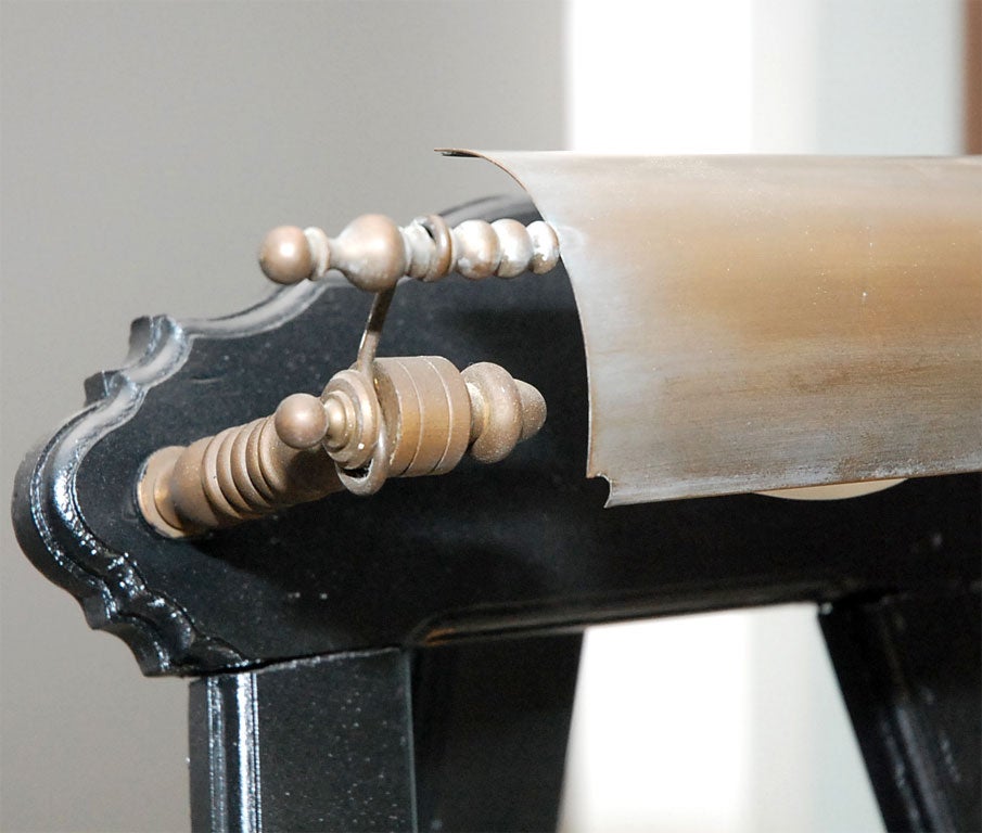 Oak Brass and Ebonized Wood Easel with  Picture Light