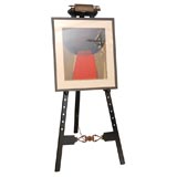 Brass and Ebonized Wood Easel with  Picture Light