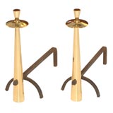 Modernist Design Brass Andirons