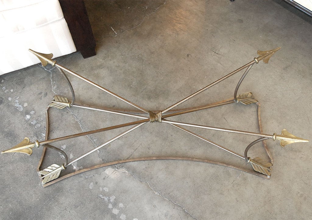 American Neoclassical Style Brass Arrow Cocktail Table For Sale