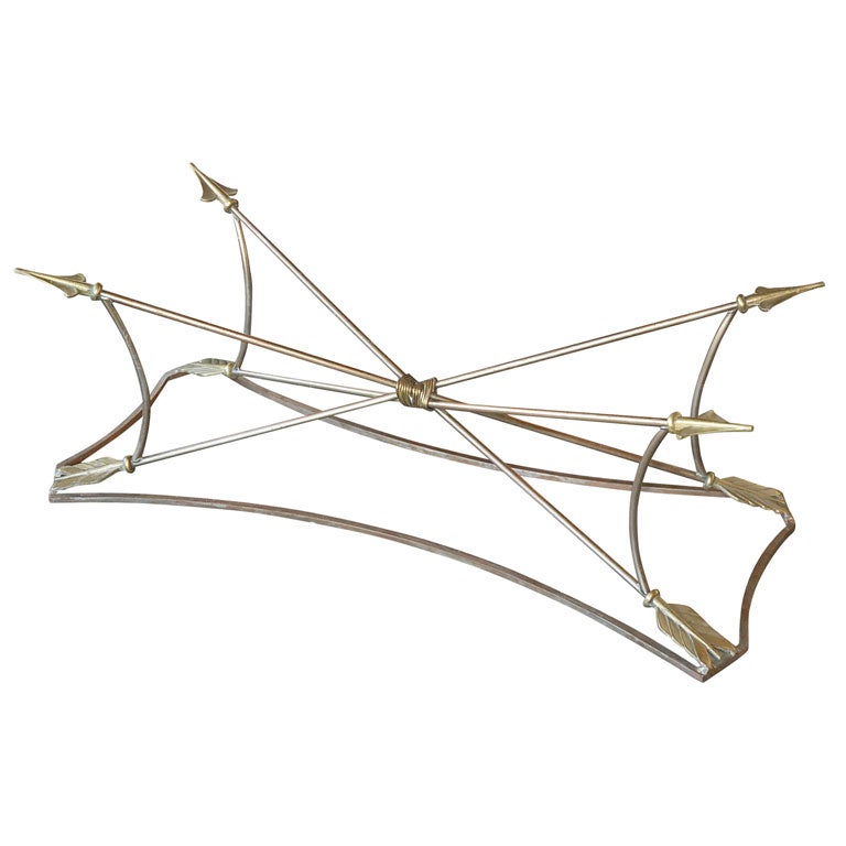Neoclassical Style Brass Arrow Cocktail Table For Sale