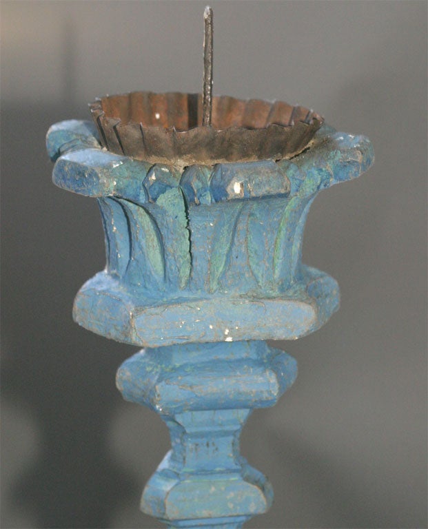 Italian Tall Blue Candlestick