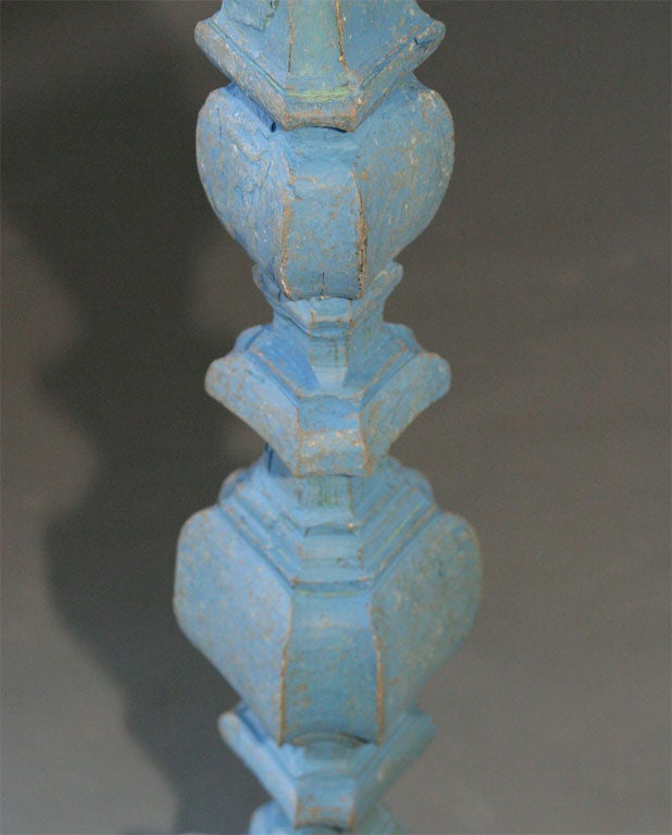 18th Century and Earlier Tall Blue Candlestick