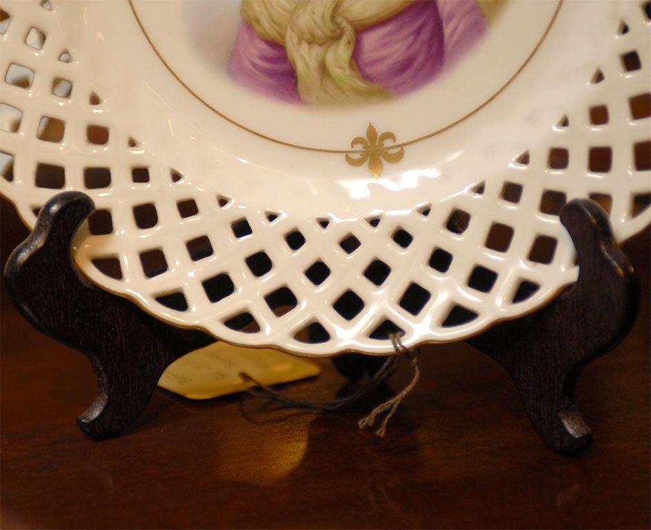 Set of 3 Sevre Portrait Lattice Plates For Sale 4