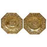 French 2nd Empire pair of Brass Plaques.