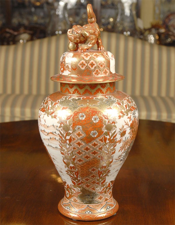 19th Century Japanese Kutani Covered Jar For Sale 1