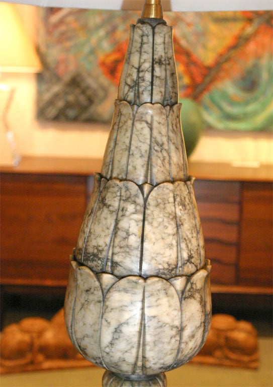 Italian Large Alabaster Lamp For Sale