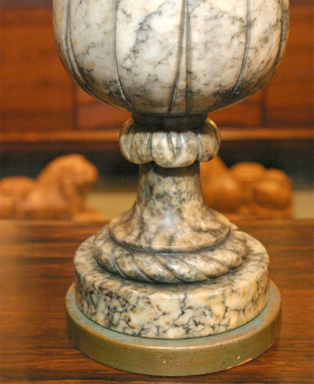 Large Alabaster Lamp In Good Condition For Sale In Hudson, NY