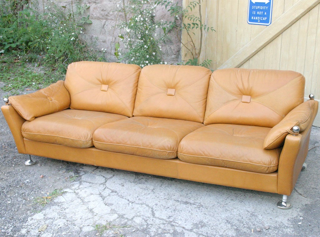 Danish Modern Leather Couch 5