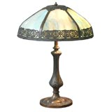 ART NOUVEAU SLAG GLASS PANEL LAMP