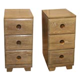A Pair of Limed Oak Three Drawer Stands