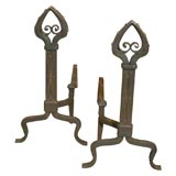 Very Fine Forged Iron Andirons