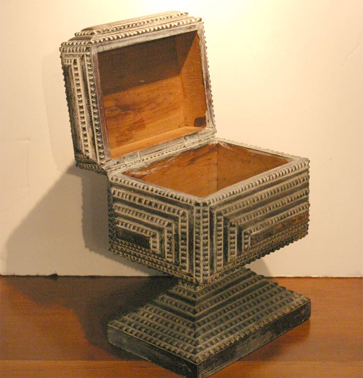 19th Century Tramp Art Box For Sale