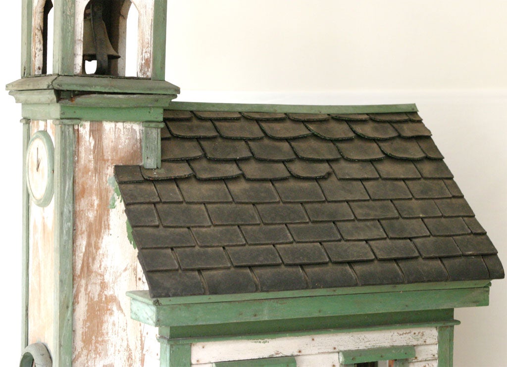 20th Century Folk Art School House with bell in tower