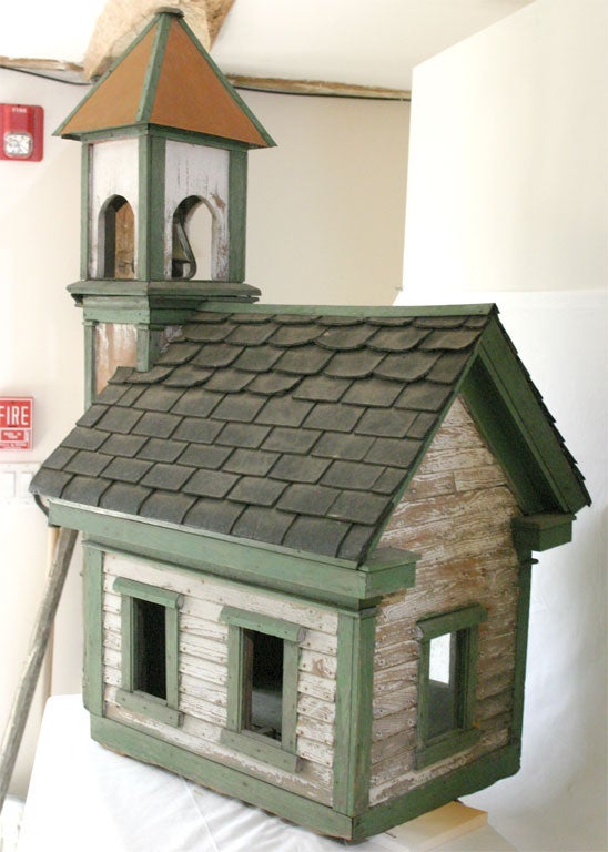 Folk Art School House with bell in tower 3