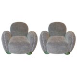 Pair of upholstered lounge chairs by William Haines