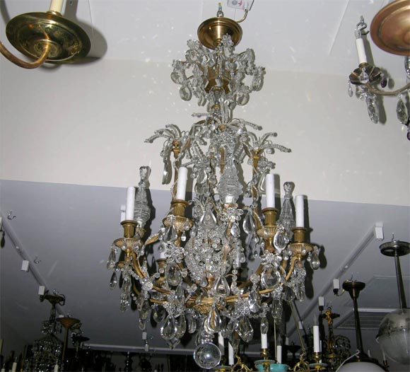 Eight light Bagues bronze & crystal chandelier