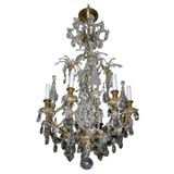 Eight light Bagues bronze & crystal chandelier