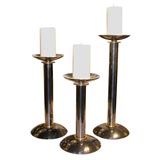 Set of Three Candle Sticks in Gunmetal by Karl Springer