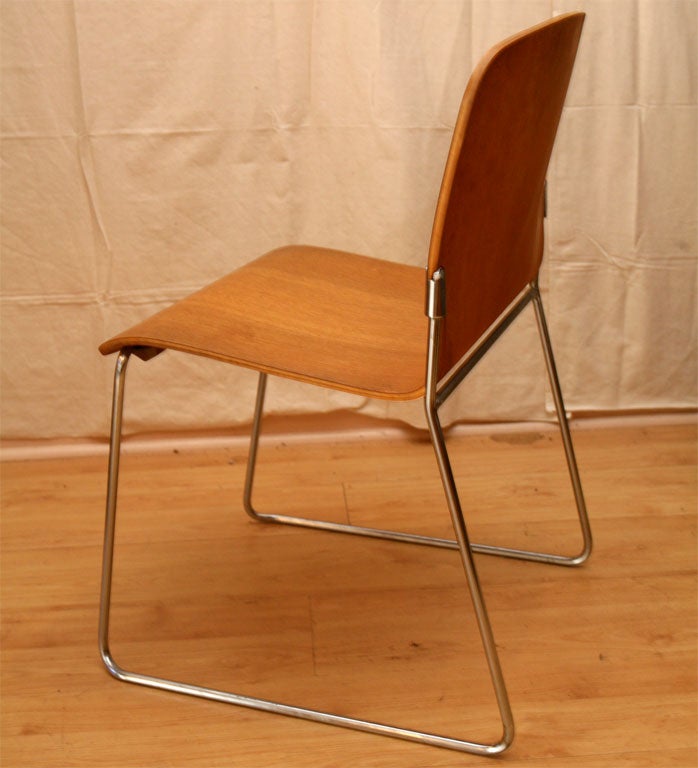 American Set 8 Mid-Century Modern Stacking Chairs by David Rowland