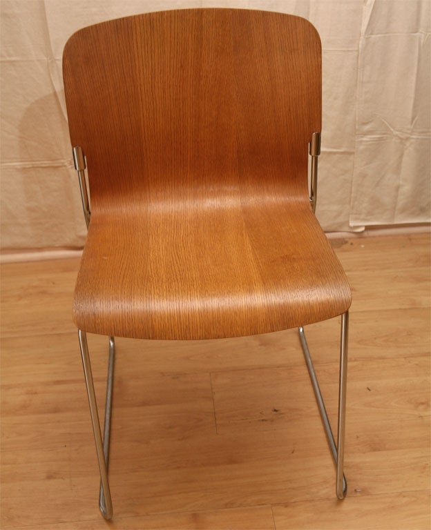 Set 8 Mid-Century Modern Stacking Chairs by David Rowland 1