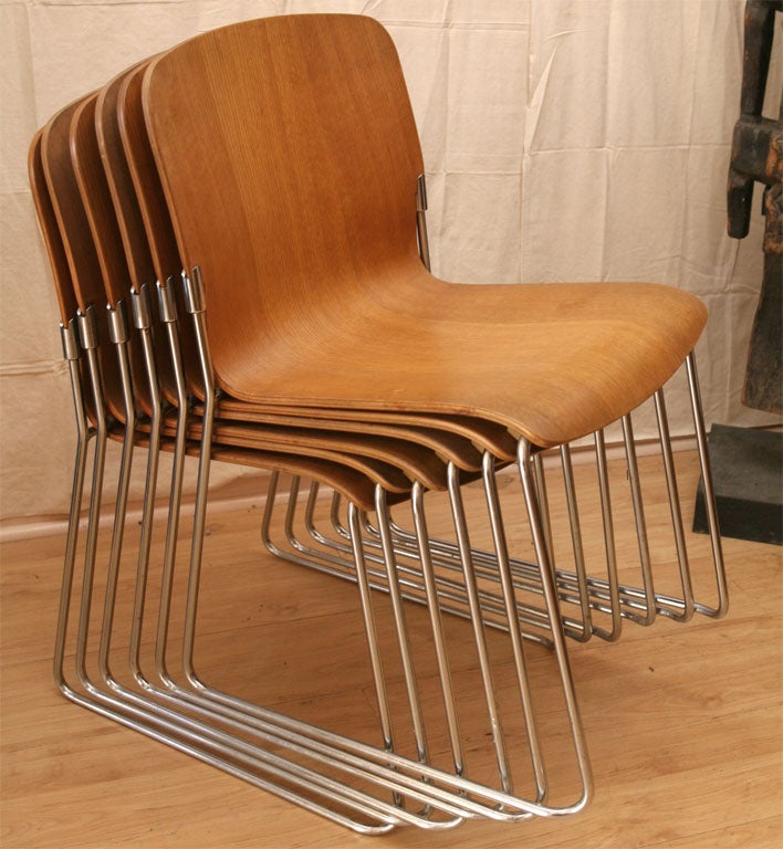 Set 8 Mid-Century Modern Stacking Chairs by David Rowland 3