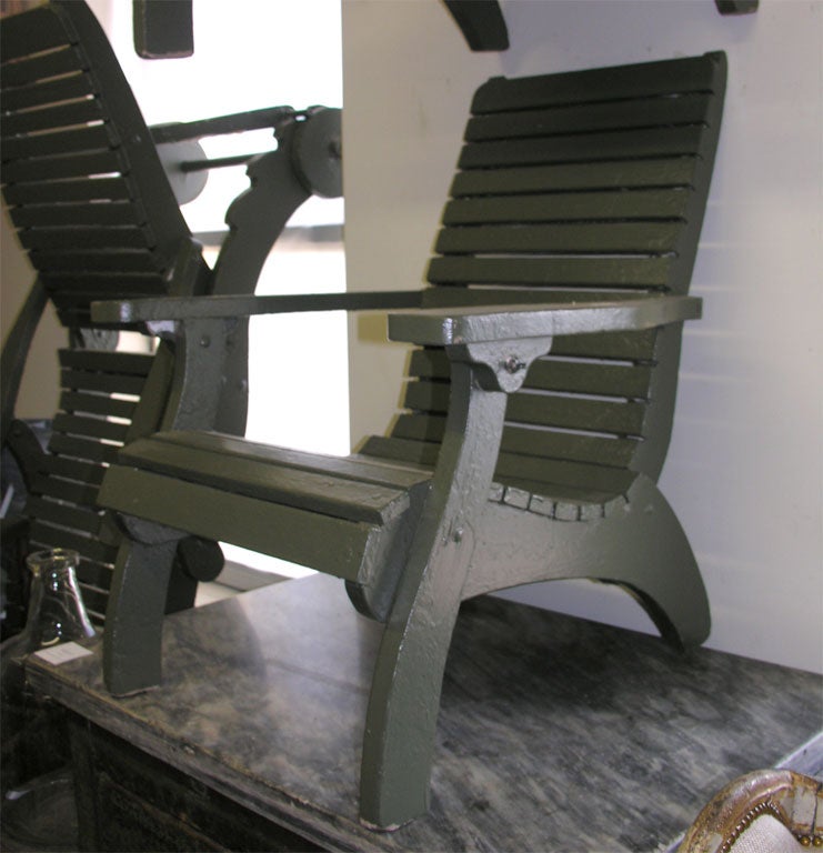 Pair of Green Adirondack Chairs