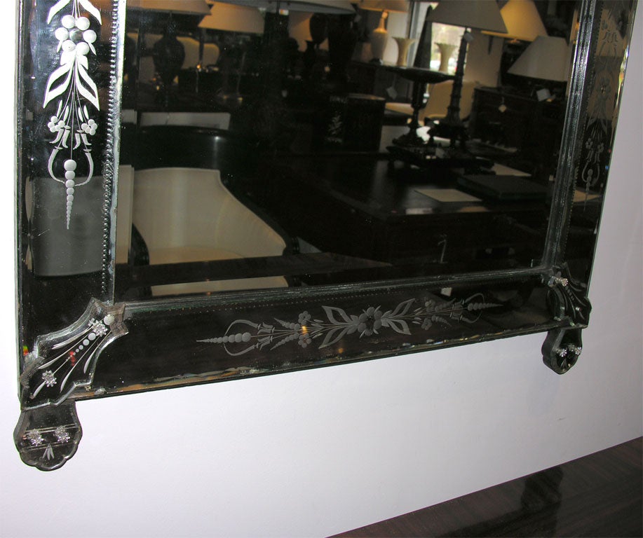 19th C. Venetian Mirror with Foliate and Scroll Cresting