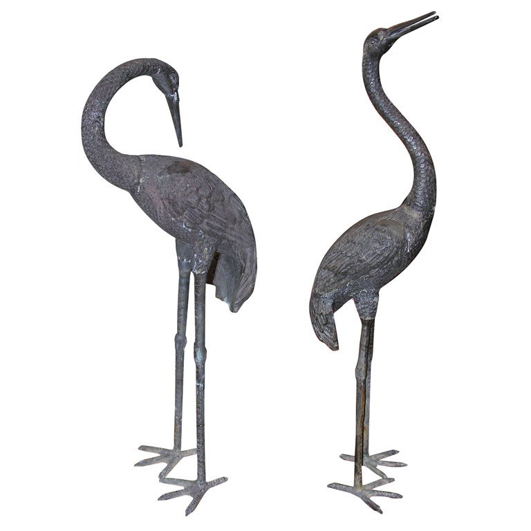 Pair of Metal Standing Herons at 1stDibs