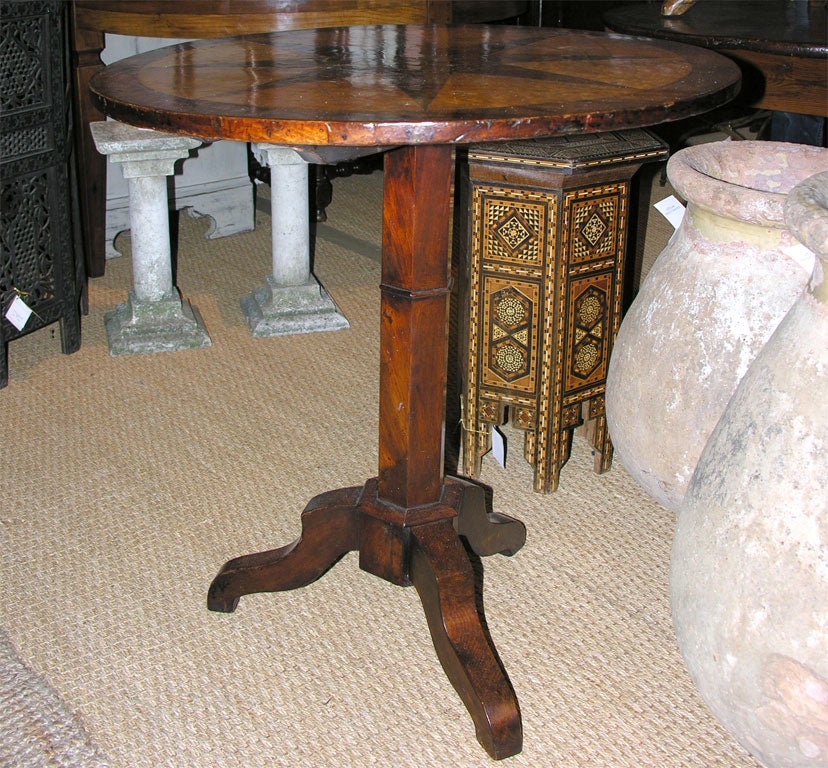19th Century English Tripod Table with Burl Inlay