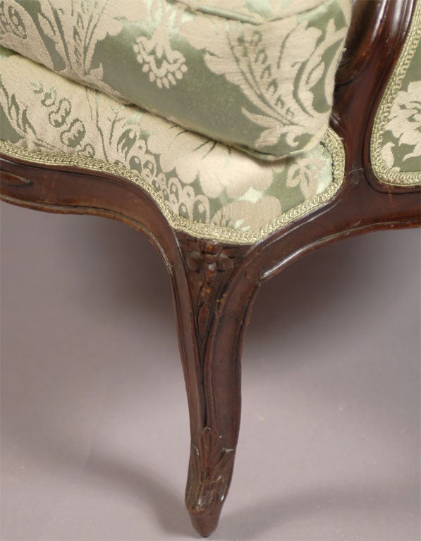 18th Century and Earlier Louis XV Period Walnut Bergere, stamped 